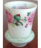 Beautiful Vintage Satin Glass Tulip Light Shade – Hand-Painted Floral De... - $24.74