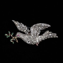 3Ct Round Cut Moissanite Beautiful Flying Bird Brooch Pin 14K White Gold Plated - £182.68 GBP