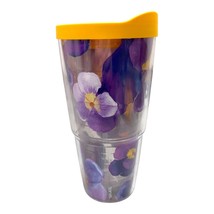 Purple Panies Petunias Tervis 24 Oz Insulated Tumbler Lid Flowers Floral Design - $18.69