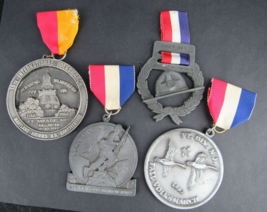 Lot of 4 German Volksmarch Badges and Medals FORT DIX 1985 1987 1988 - £24.59 GBP
