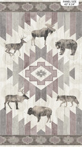 24&quot; X 44&quot; Panel Bears Moose Bison Wolves Wildlife Cotton Fabric Panel D782.73 - £7.43 GBP