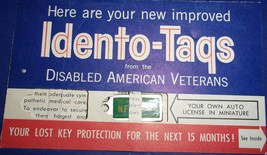 Vintage Michigan 1961 Idento Tags From The Disabled American Veterans  - £11.79 GBP