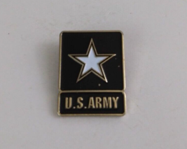 Vintage U.S. Army Black &amp; Gold Tone With White Star Lapel Hat Pin - £5.69 GBP