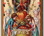 Patriotic Happy Thanksgiving Harvest Turkey Embossed UNP DB Postcard G15 - $9.85