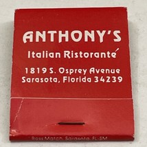 Vintage Matchbook Cover  Anthony’s Italian Ristoranté  Sarasota, FL gmg unstruck - £9.70 GBP