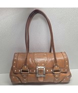Michael Kors Brown Leather Studded Barrel Shoulder Bag Purse Double Handles - $622.42 MXN