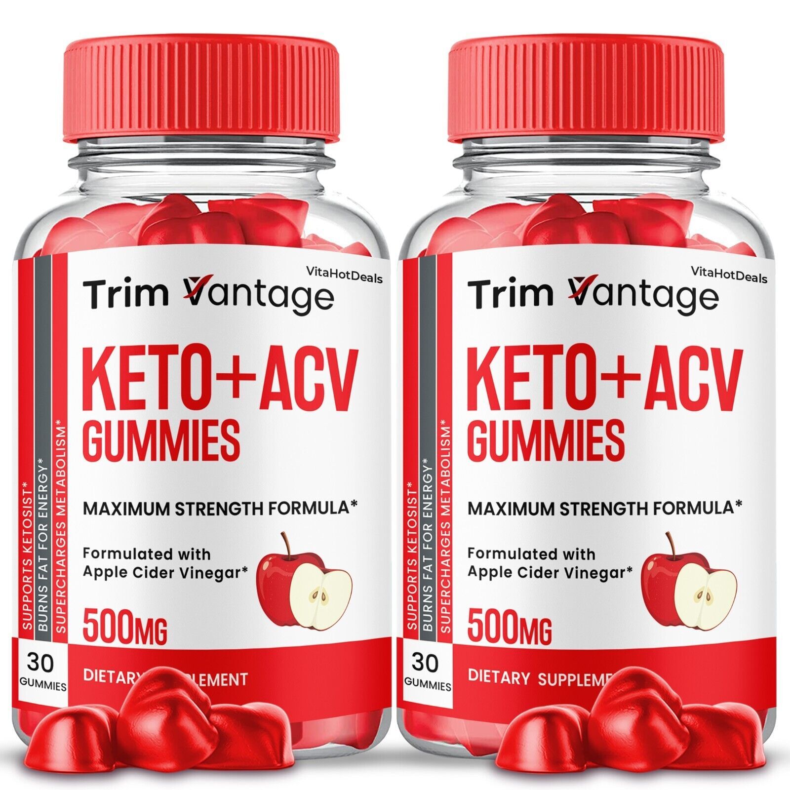 2 Pack Trim Vantage Keto ACV Gummies, TrimVantage ACV Max Strength Supplement