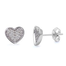 14K White Gold .30 Ct Heart Shaped Diamond Stud Earrings - £274.95 GBP