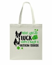 Luck Boston Terrier Shamrock Patrick&#39;s Day Bag Dogs Lover Canvas Bags Co... - £15.73 GBP