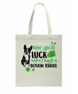 Luck Boston Terrier Shamrock Patrick&#39;s Day Bag Dogs Lover Canvas Bags Co... - £15.56 GBP