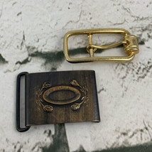Belt Buckle Lot Of 2 Gold Toned Brass Crafting - £6.32 GBP