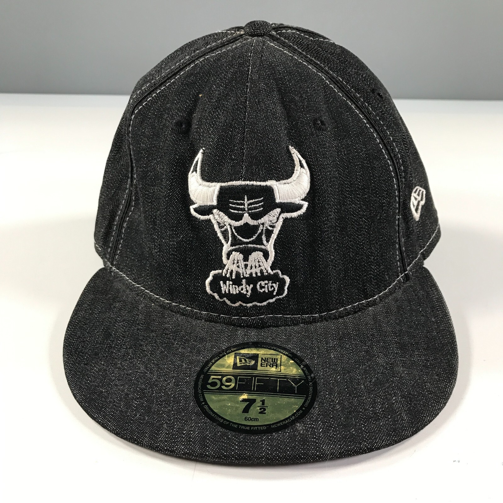 Chicago Bulls Enganliegend Hut Größe 7 1/2 Schwarz Grau Jeans Windig Sta... - $17.80