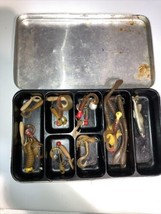 Vintage Fishing Lures &amp; Hooks / Bait W/ MetalCase - Approx 25 / B1 - £11.59 GBP