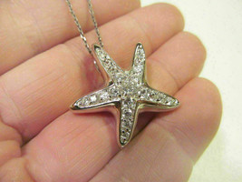 Ladies 1Ct Simulated Diamond 14k White Gold Plated Silver Starfish Star Pendant - £57.23 GBP