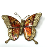 Vintage Brass Butterfly Pin/Brooch with Enamel Accents - $173.21 MXN