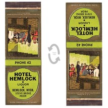 Vintage Matchbook Cover Hotel Hemlock Michigan 2 digit phone Steve Brenz 1930s - £10.13 GBP