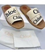 Chloe Woody Logo Flat Slide Sandals White Size 8 - $6,341.90 MXN