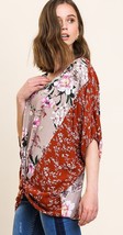 NWT New UMGEE S M Asian Floral Dolman Sleeve V-Neck Top Center Knot Oversized - £13.92 GBP