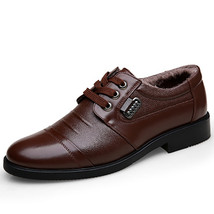 Autumn Winter Shoes Men Genuine Leather Casual Shoes Business Plus Cashm... - £40.89 GBP