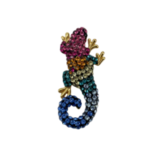 Vintage Sterling Silver Colorful Swarovski Crystals Lizard Pendant Signe... - £68.88 GBP