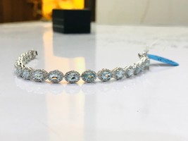 Natural aquamarine bracelet in 925 sterling silver - £442.84 GBP