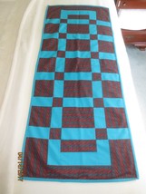 Geometric Turquoise &amp; Rust Cotton Patchwork Lined Runner - 18&quot; X 21 3/4&quot; - £8.87 GBP