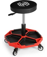 M-Auto Pneumatic Mobile Rolling Garage Stool With Equipment Tray And, Red - $101.60 CAD
