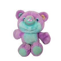 Vintage Playskool Nosy Bear Dizzy Spiral Nose Teddy Bear Plush Toy Purple Blue - £33.57 GBP