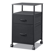 2 Drawer Mobile File Cabinet, Rolling Printer Stand With Open Storage Shelf, Fab - £73.71 GBP