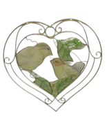 Suncatcher Capiz Shell Love Birds Heart Gold Wire Green Yellow Leaves Wi... - $319.48 MXN