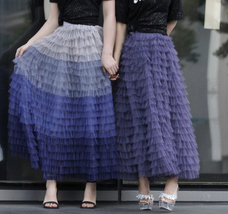 Purple Tiered Tulle Maxi Skirt Outfit Women Custom Plus Size Layered Tulle Skirt image 4