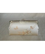 Lovely vintage tan silk embroidered asian style pattern clutch purse - £19.61 GBP