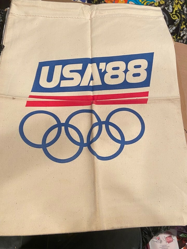 Vintage USA &#39;88 Olympics Drawstring Canvas Bag 17.5&quot; x 13&quot; *Pre-Owned* x1 - $15.99