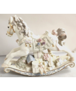 Sankyo Christmas Musical Rocking Horse Fine Porcelain Vintage 24K Gold A... - $102.58 CAD