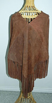 VINTAGE/ANTIQUE 1960&#39;s Brown Suede Poncho w/FRINGE - $125.00