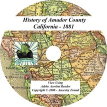 1881 History &amp; Genealogy of AMADOR County California CA - £4.61 GBP