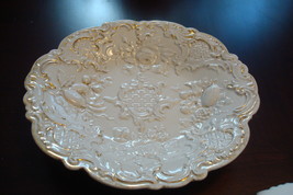 Antique Meissen Plate, signed by artist, molded with touches of gold. c1860s[#42 - £150.35 GBP