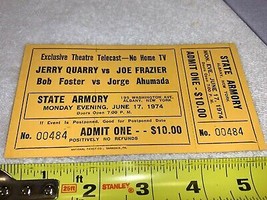 Joe Frazier Vs. Jerry Quarry 1974 Unused Boxing Ticket Bob Foster Jorge Ahumada - £15.43 GBP