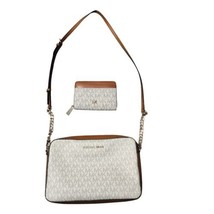 Michael Kors Jet Set Printed Logo Crossbody Bag Wallet Set Beige - $79.19