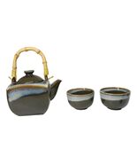 Olive Green White Sands Zen Fusion Reactive Glaze 32oz Teapot And 2 Tea ... - $767.50 MXN