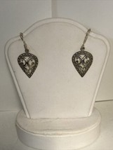 Sterling Silver 925 Marcasite Open Heart Earrings Valentine’s Day Gift - £19.53 GBP