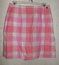 New! Womens Liz Claiborne Villager Sport Pink Plaid Linen Blend Skort Size 12P - £18.64 GBP