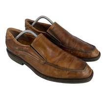 Ecco Brown Leather Slip On Loafers EU43 US 9.5 /10 Cognac Shoes Men&#39;s - £27.52 GBP