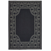 2 X 4 Black and Ivory Stain Resistant Indoor Outdoor Area Rug - $80.49