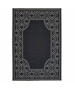 2 X 4 Black and Ivory Stain Resistant Indoor Outdoor Area Rug - $112.95 CAD
