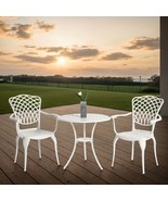 White 3-Piece Cast Aluminum Patio Bistro Set w/ Umbrella Hole - $5,622.64 MXN