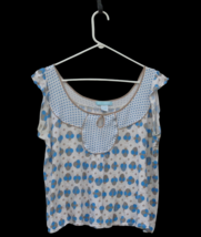 Delias Blue Ladybug Polkadot Crop Top Flowy Blouse JUNIOR XL Cap Sleeves... - £6.99 GBP