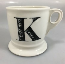 Anthropologie Initial K Coffee Tea Mug Cup White with Black Letter - £14.22 GBP