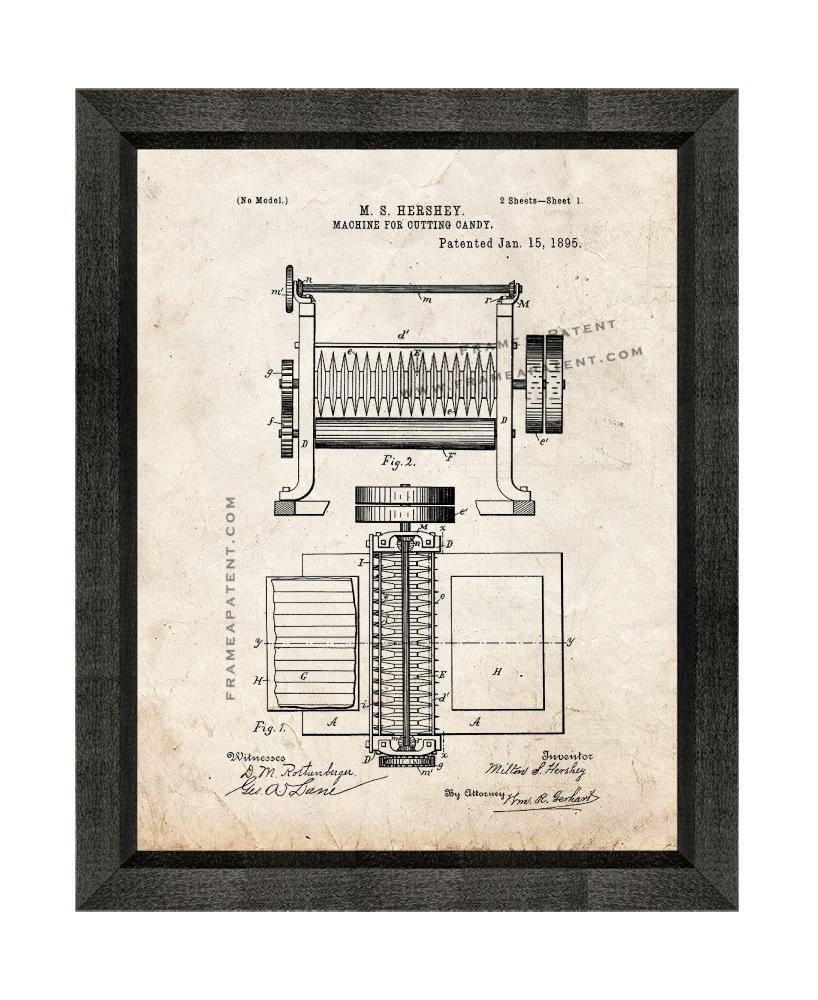Machine For Cutting Candy Patent Print Old Look with Beveled Wood Frame - $24.95 - $109.95