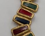 VTG Signed Anne Klein Red Green Gold Tone Enamel Toggle Bracelet Byzanti... - $56.95